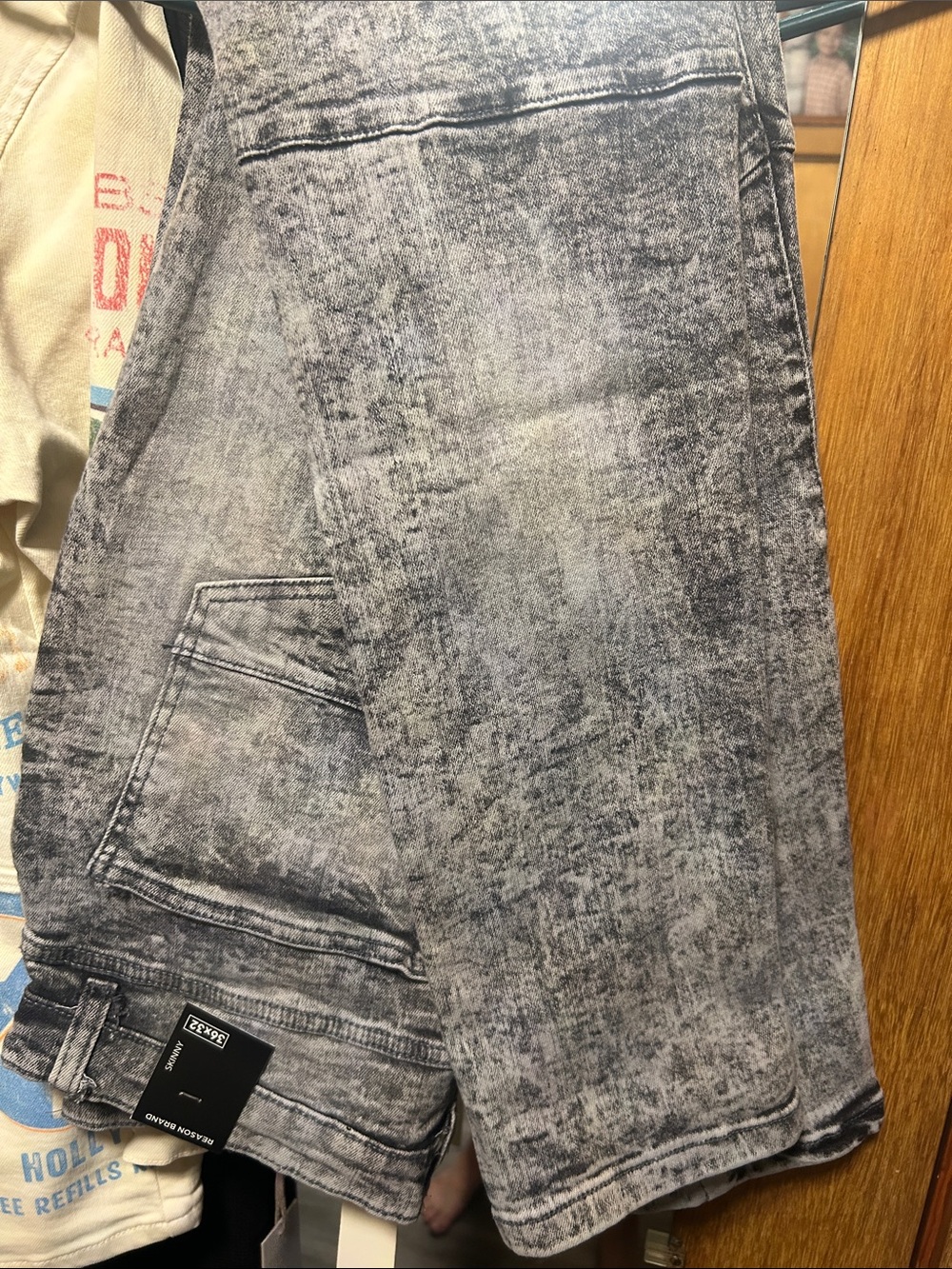 Reason Men's Acid Wash Gray Jean Shorts